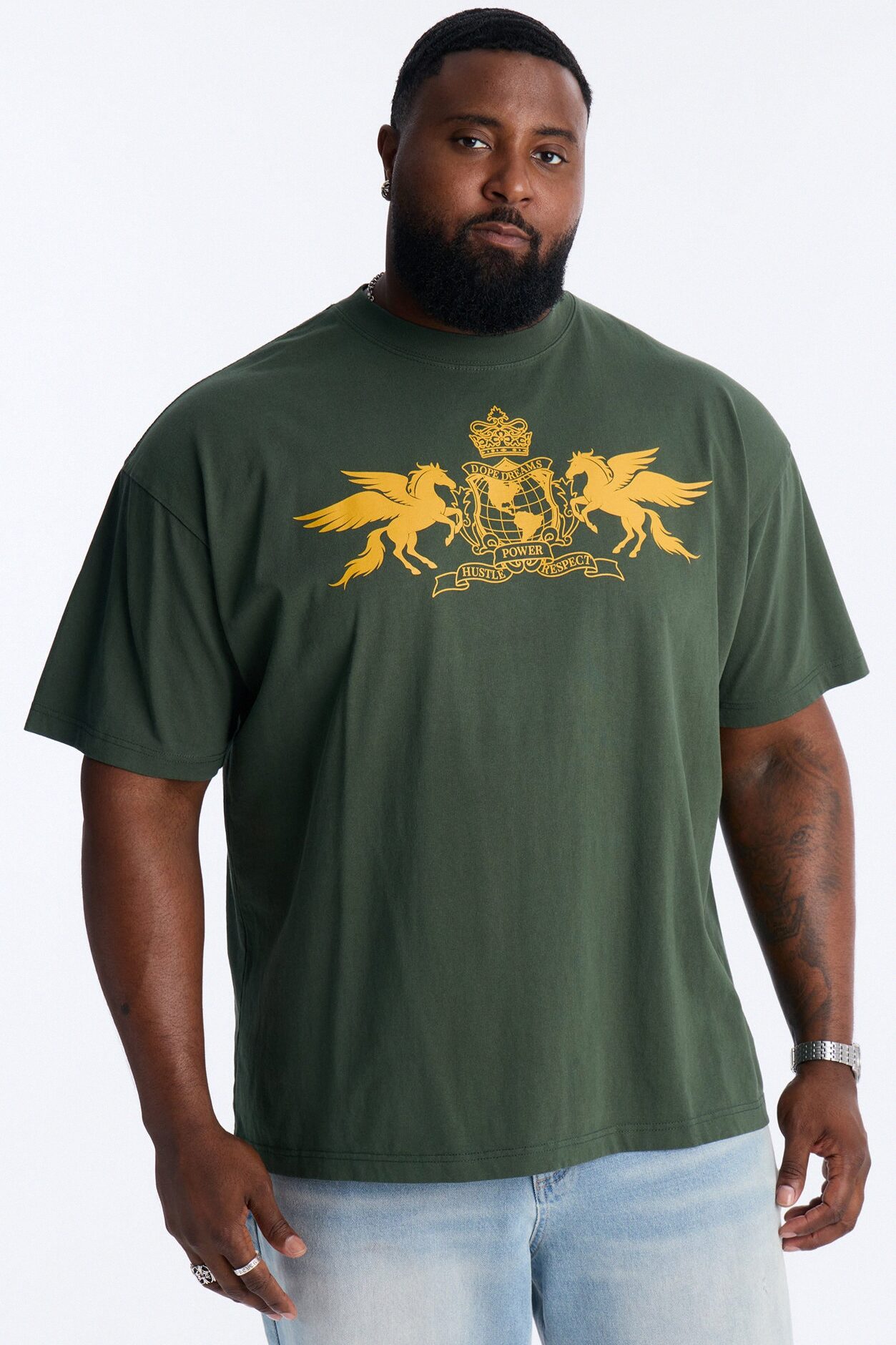 Dope Dream Emblem Oversized Heavy Weight Short Sleeve Tee - Hunter Green