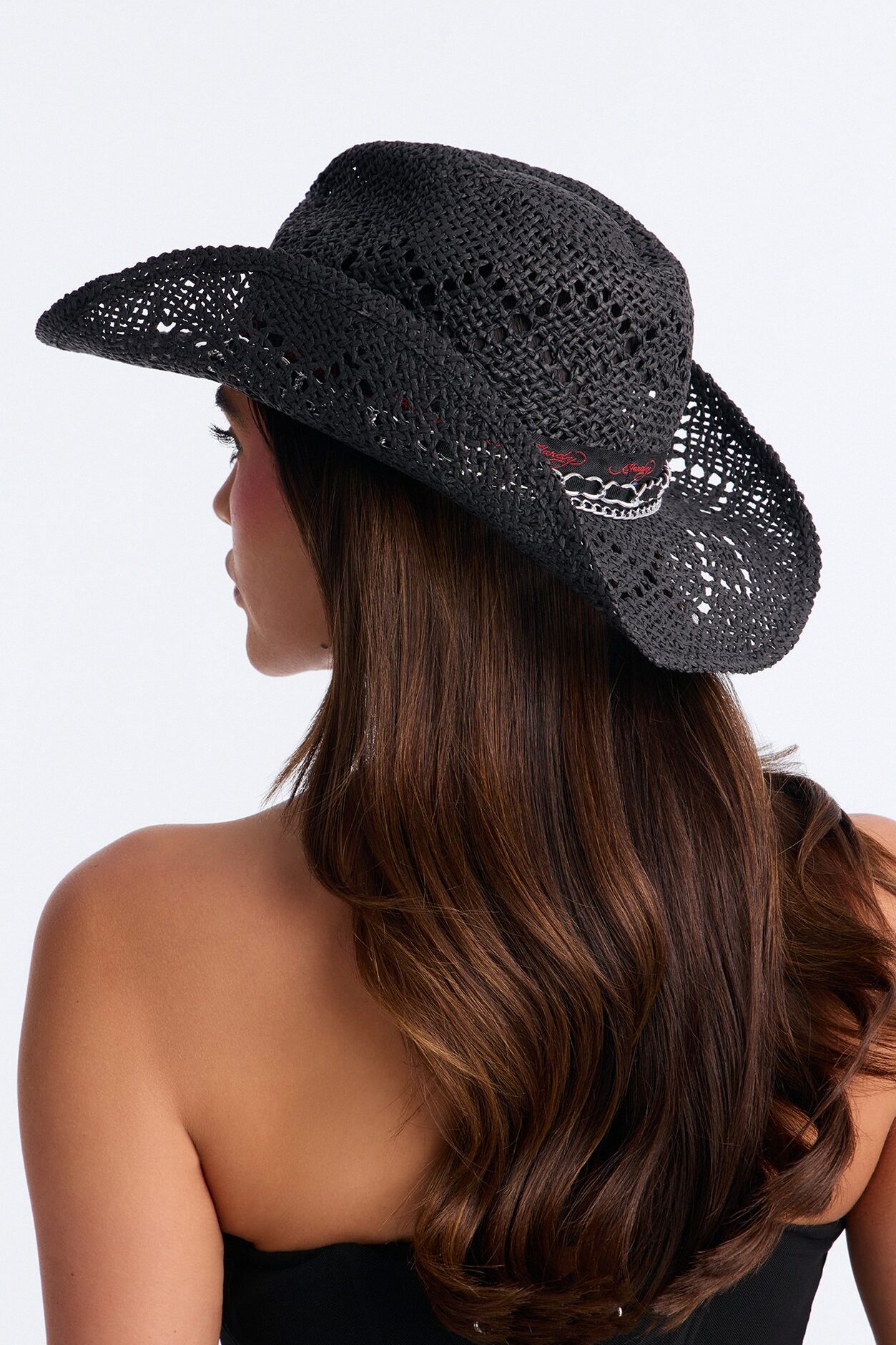 Dark Love Ed Hardy Straw Cowboy Hat - Black