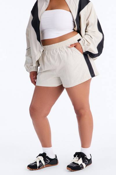 Break A Sweat Windbreaker Track Shorts - Taupe/combo