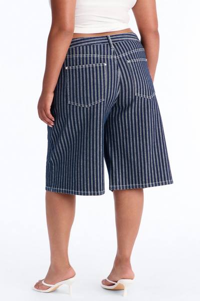 Grand Finish Striped Denim Jorts - Dark Wash