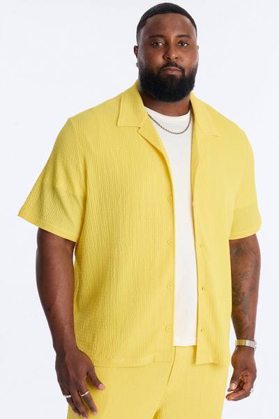 Burton Cuban Collar Button Up Shirt - Yellow