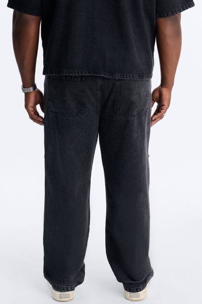 Straight Utility Snap Panel Jean - Black Wash