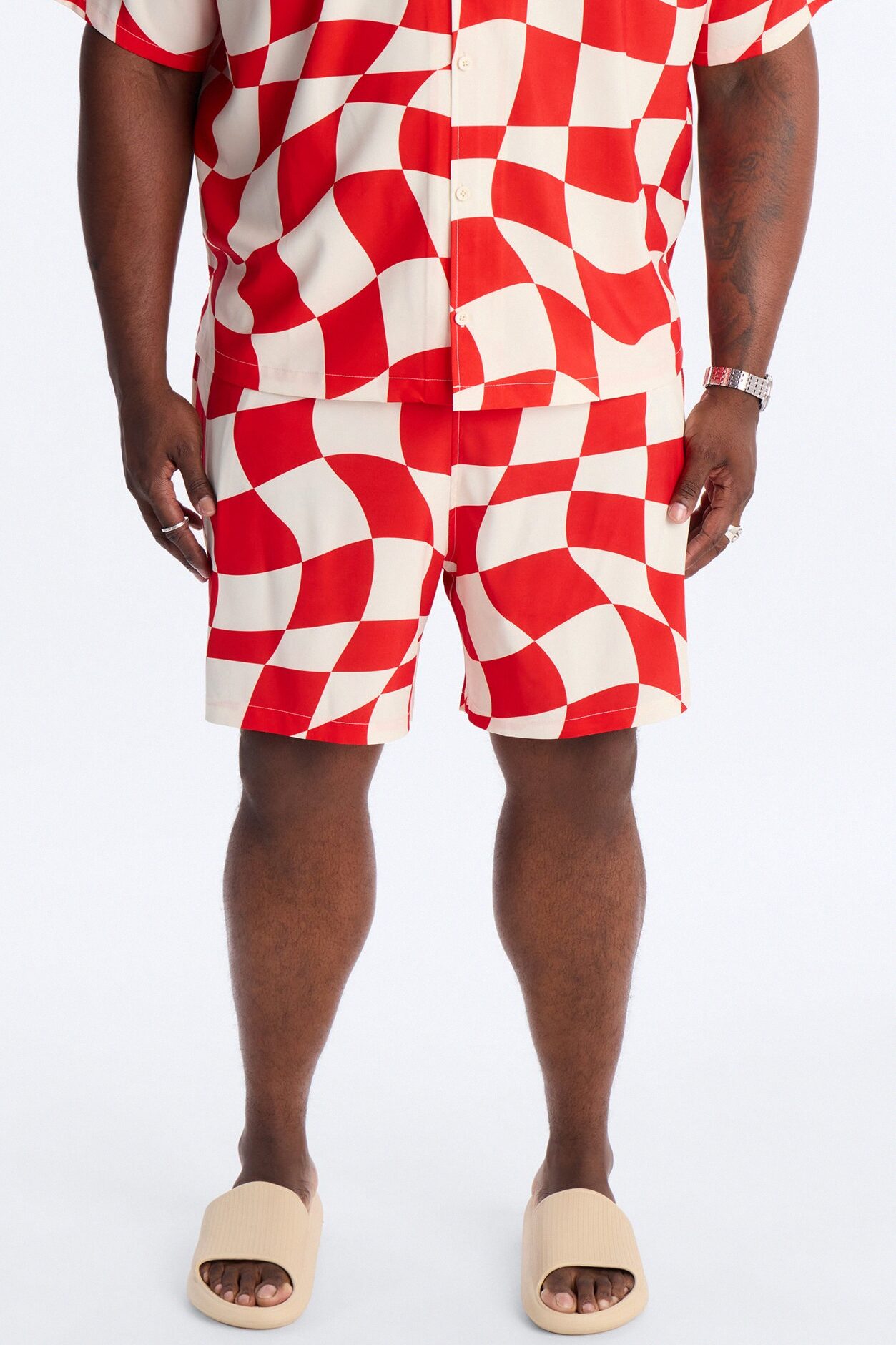 Apex Sector Checkered Swim Trunk 7″ - Red