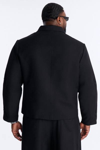 Relaxed New Age Zipper Reveal Tuxedo Jacket - Black