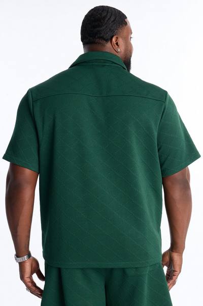 Duke Textured Cuban Button Up Shirt - Green
