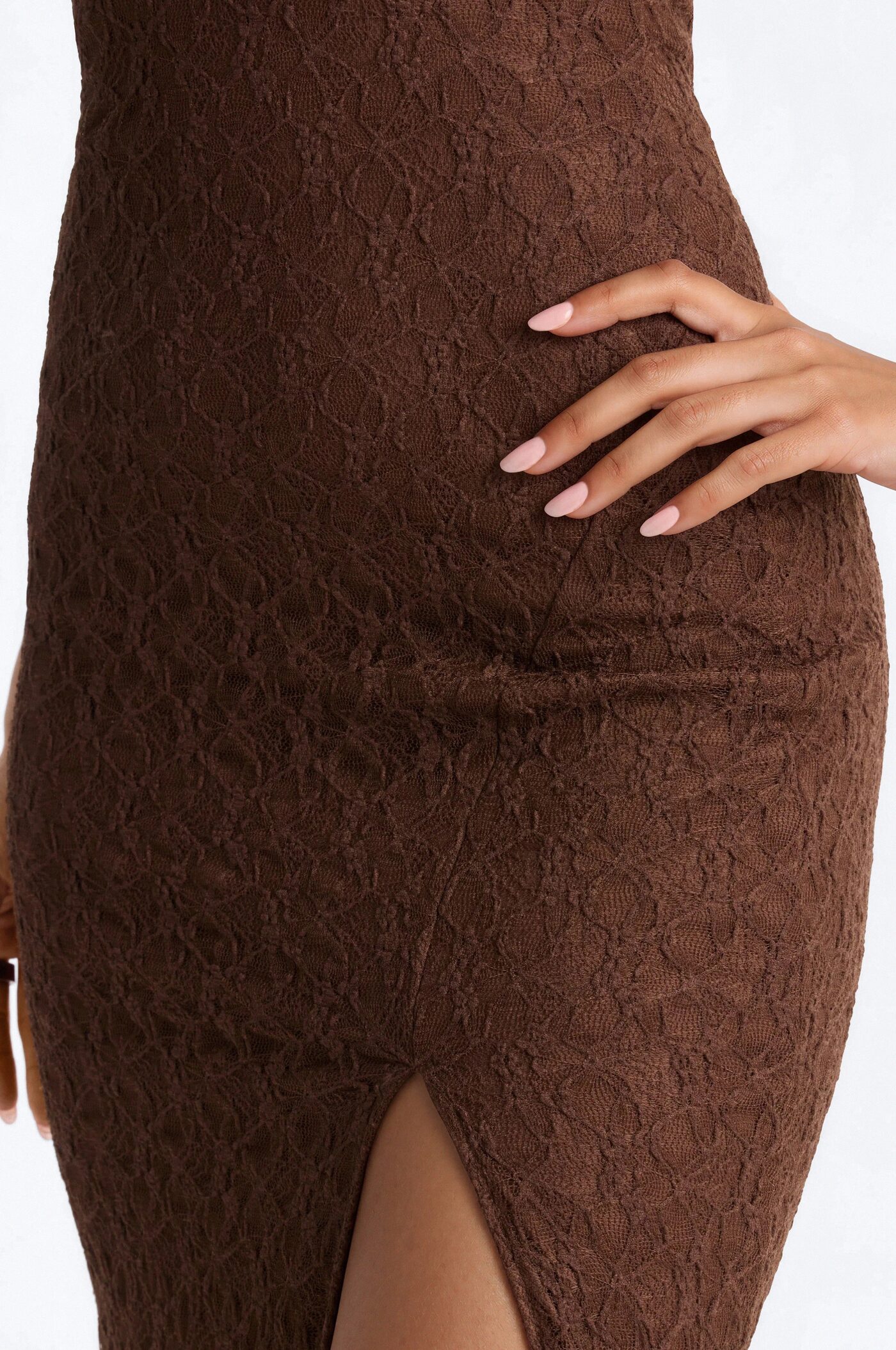 Raeanne Lace Midi Dress - Brown