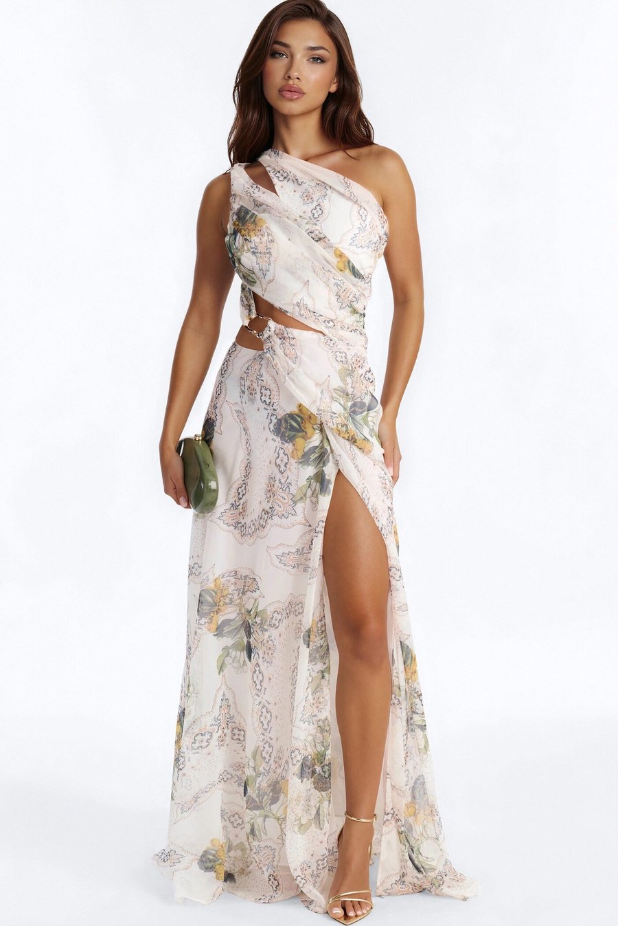 Jessika Chiffon Maxi Dress - White/combo