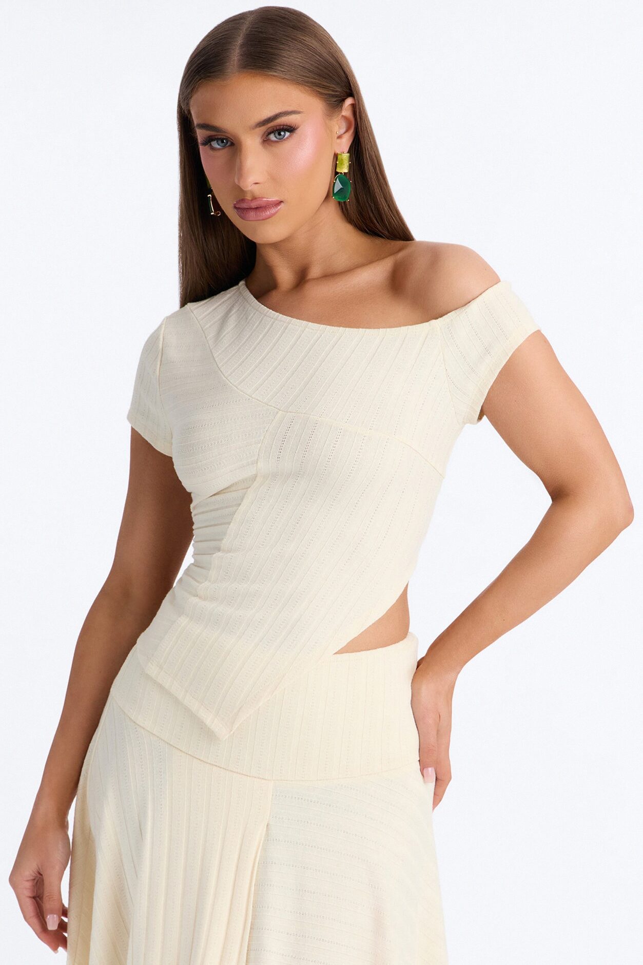 Reese Asymmetrical Skirt Set - Cream