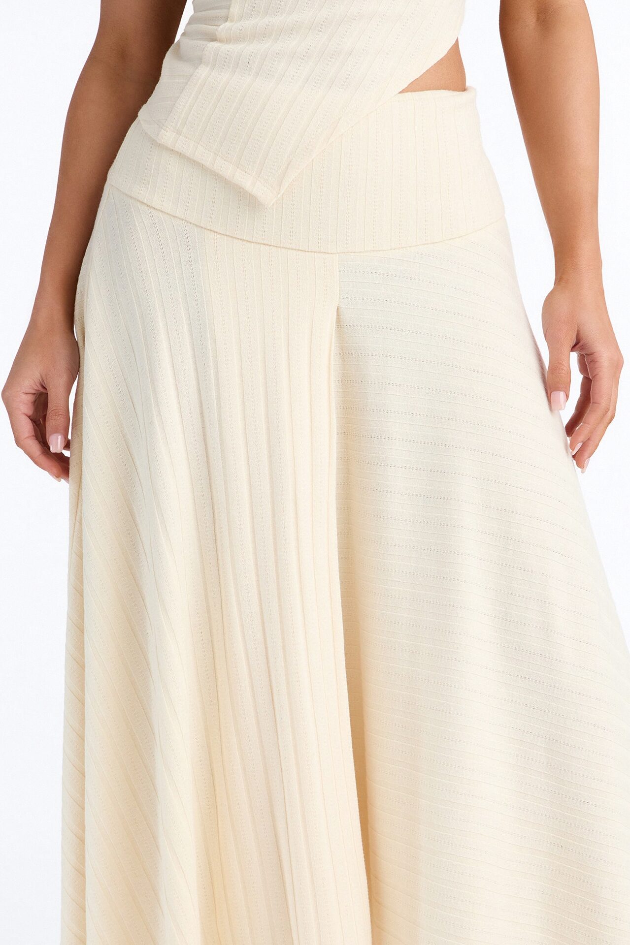 Reese Asymmetrical Skirt Set - Cream