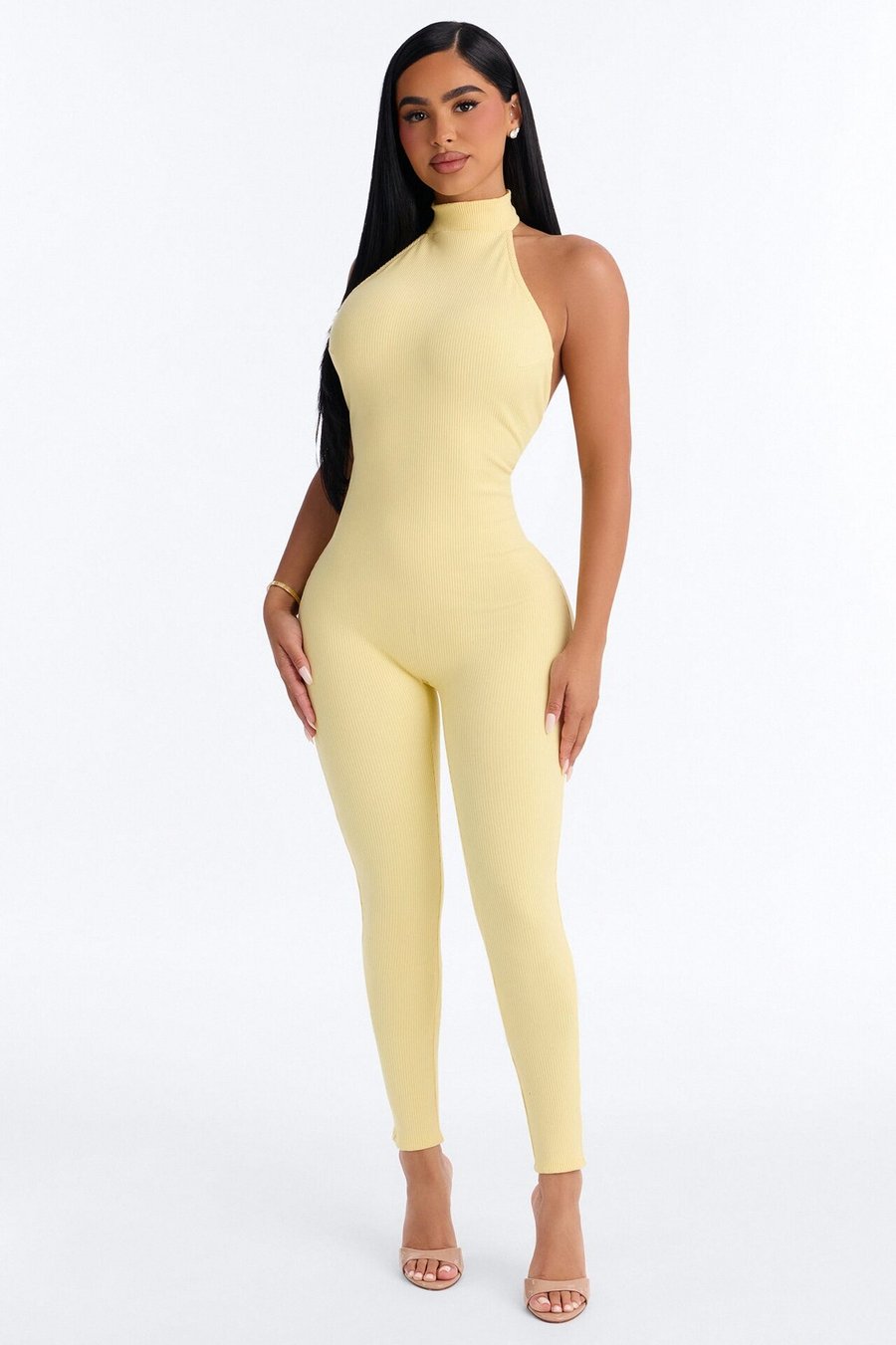 Kalia Snatched Halter Jumpsuit - Yellow