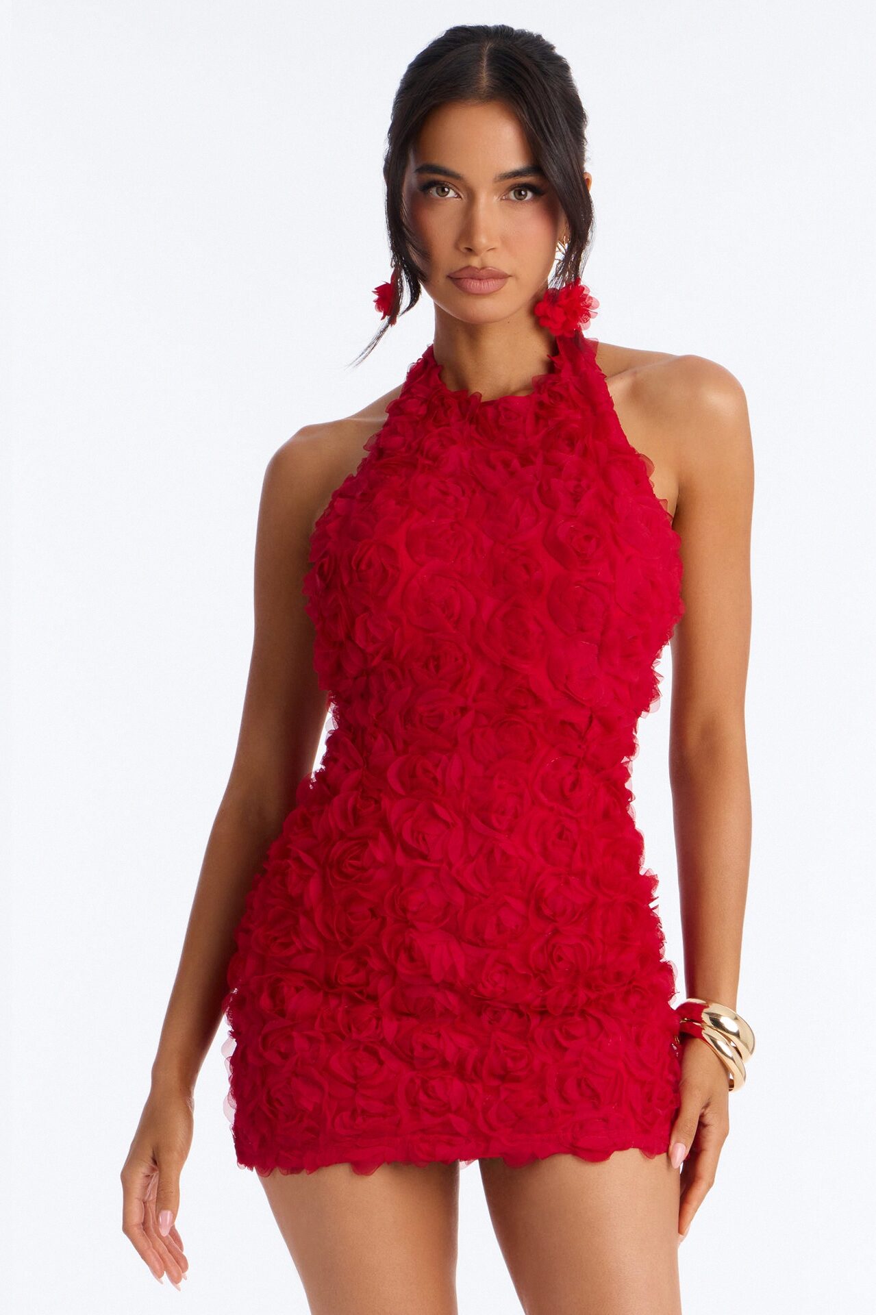 Dark Romance Sleeveless Mesh Mini Dress - Red