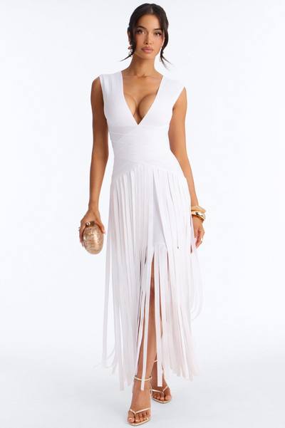 Alliana Bandage Fringe Maxi Dress - White