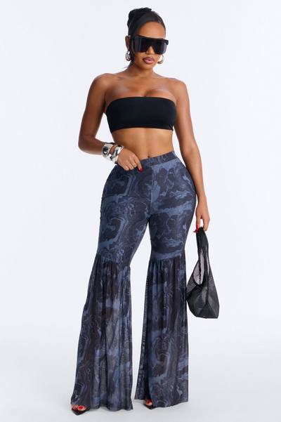 Haven High Rise Mesh Flare Pant - Black/combo
