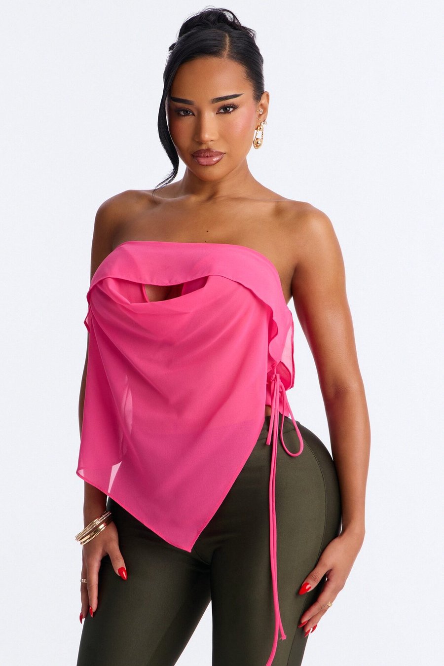 Soft Sunrise Sheer Chiffon Tube Top - Pink