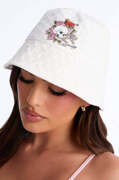Not Today Ed Hardy Bucket Hat - Ivory/combo