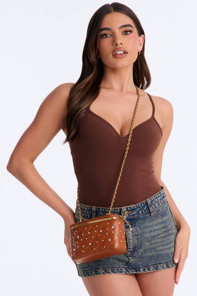 Sparks Fly Faux Leather Crossbody Bag - Cognac