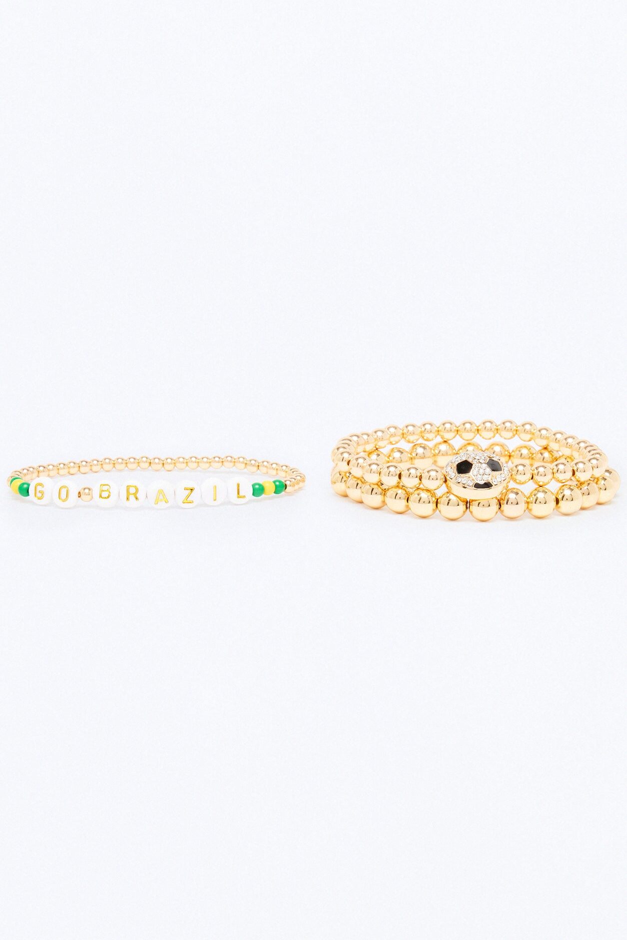 Go Brazil Soccer 3 Piece Bracelet Set - Gold/combo