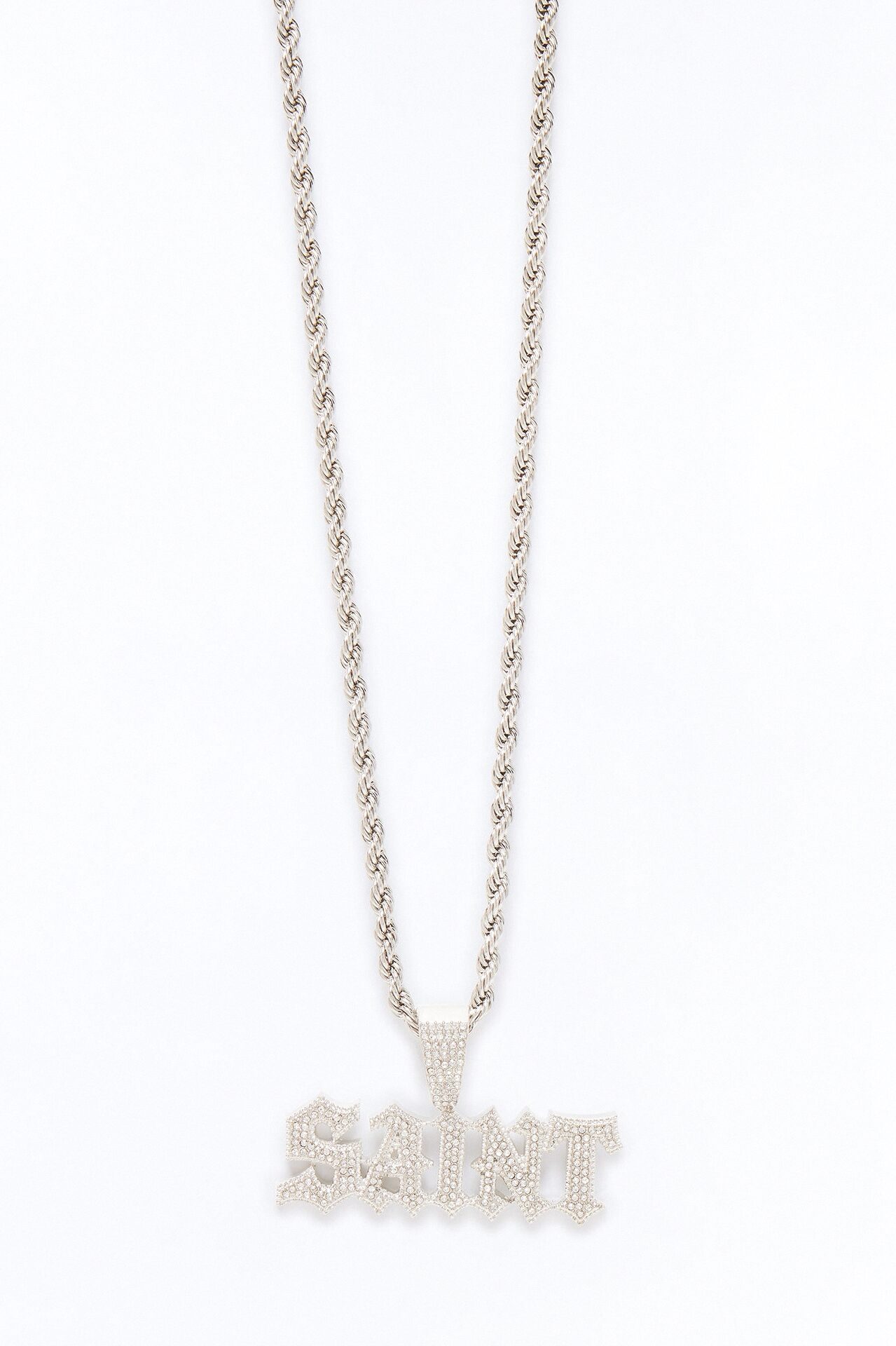 Saint Iced Rope Chain Necklace - Silver