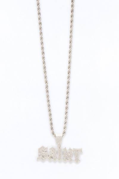 Saint Iced Rope Chain Necklace - Silver