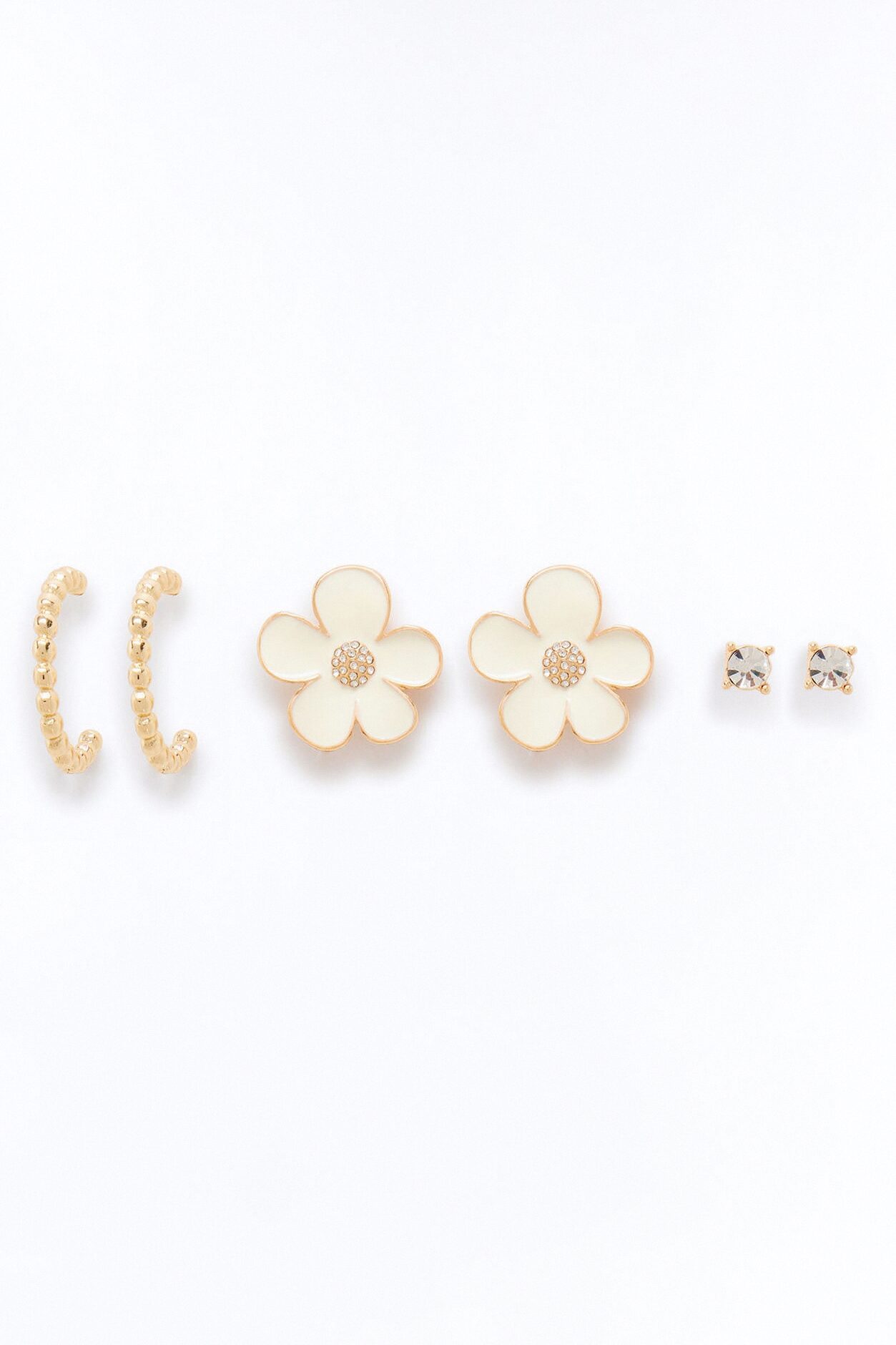 Flora Fling 3 Pair Multi Earring Set - Gold/combo