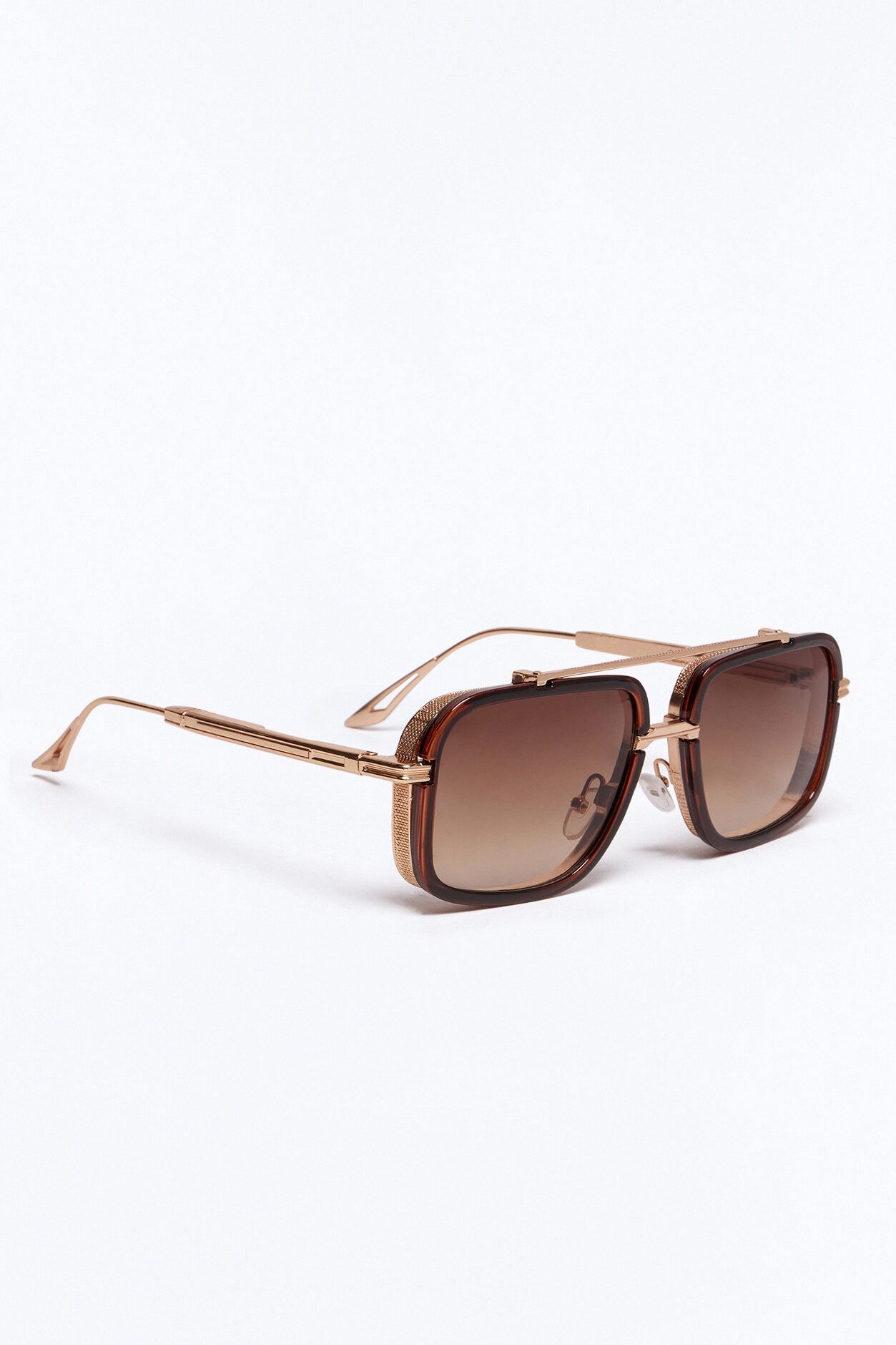 Double Glance Aviator Sunglasses - Gold/Brown
