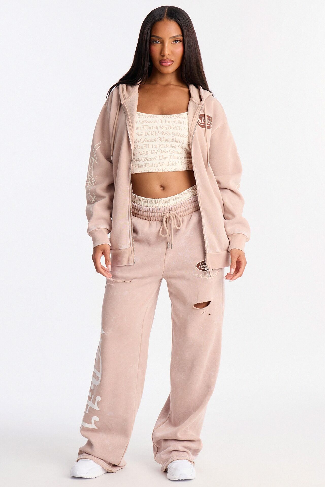 Von Dutch All Over Micro Tank - Taupe