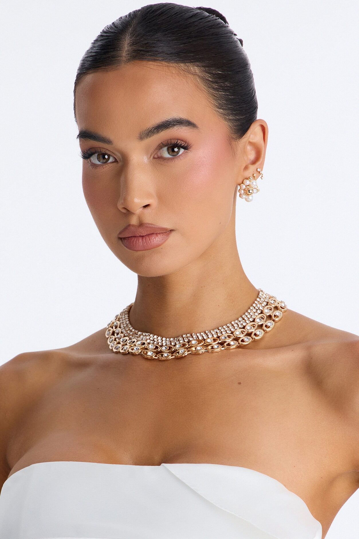 One Of Those Nights Rhinestone Choker Necklace - Gold
