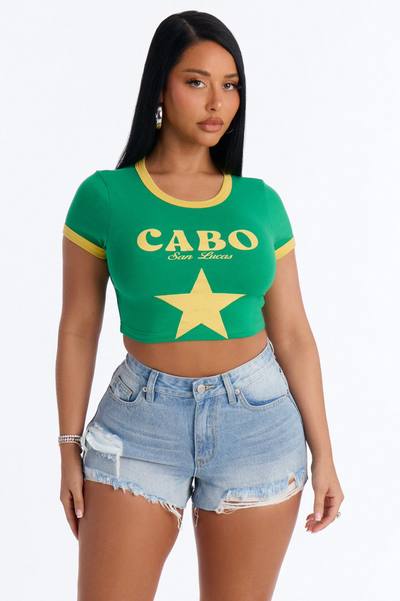 Star In Cabo Baby Tee - Green