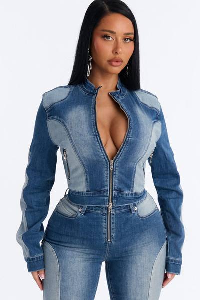 Ride At Dawn Denim Moto Jacket - Light Wash