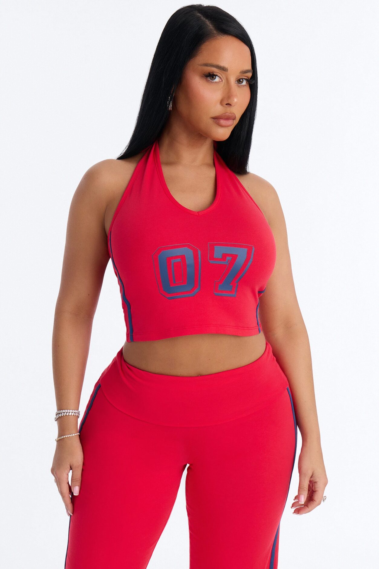Varsity Dreams Halter Pant Set - Red
