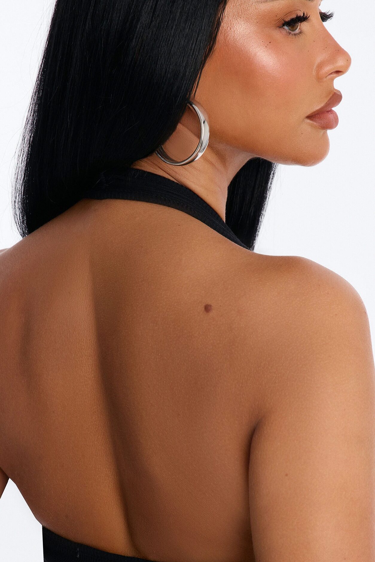 Becca Ribbed Built in Halter Top - Black