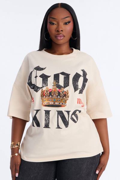 God Is My King Oversized Tee - White
