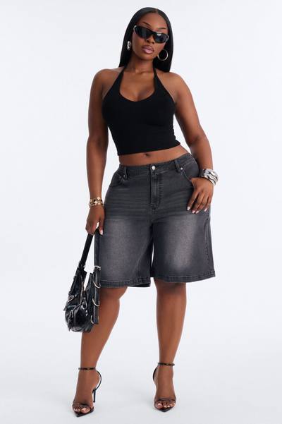 Around The Corner Denim Bermuda Shorts - Black