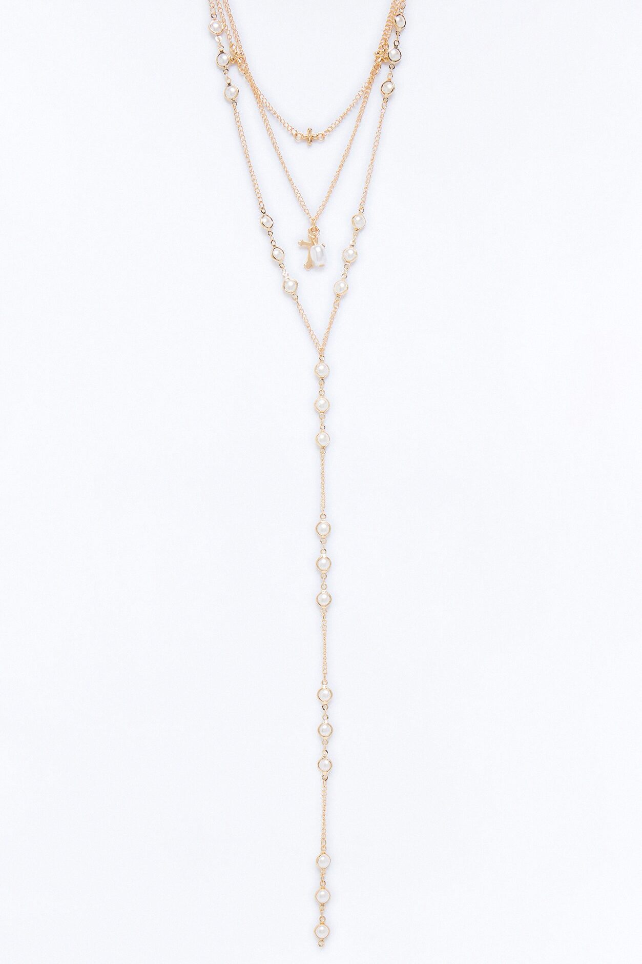 Juliet Pearls Lariat Necklace - Gold