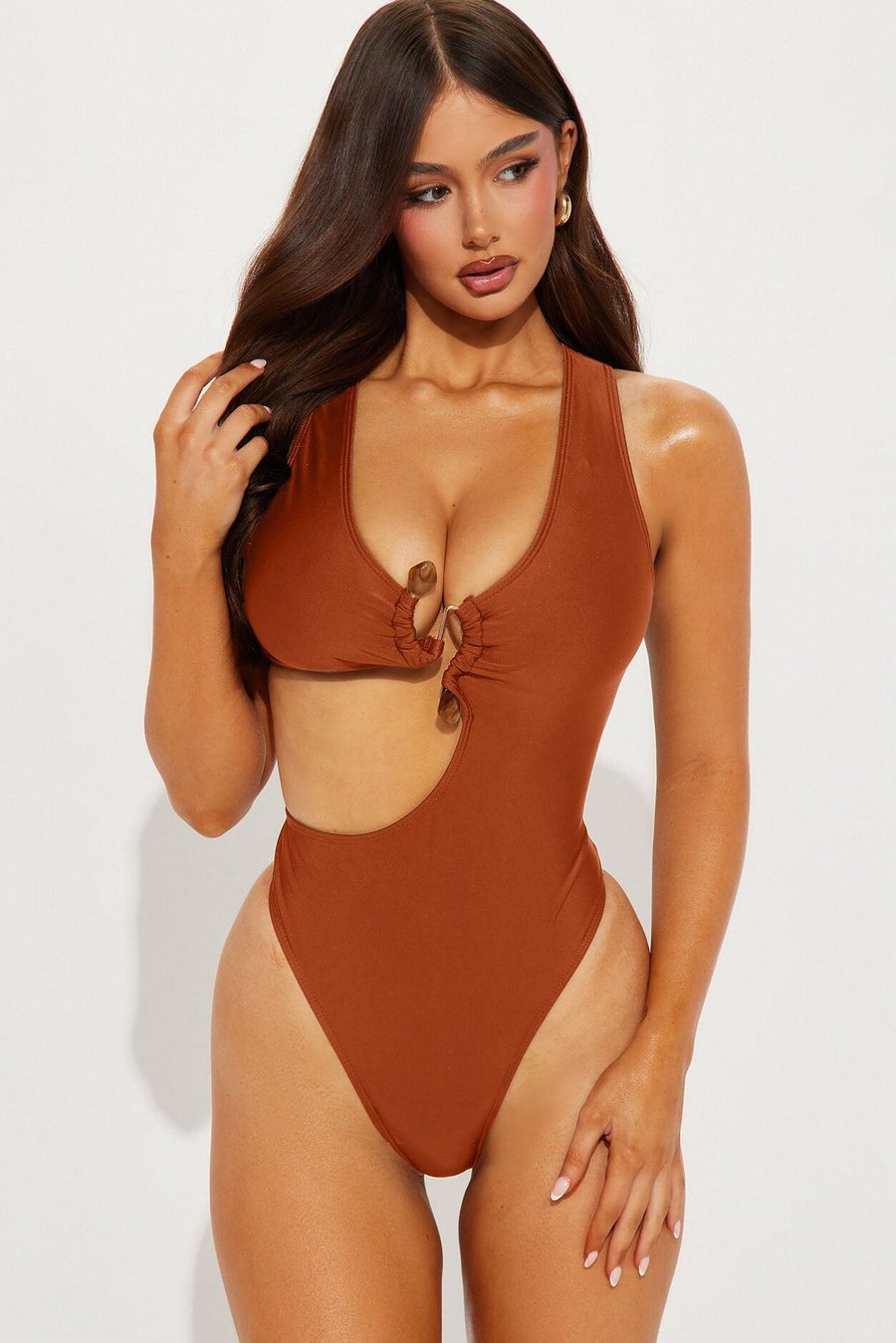 Malia Stone Hardware Cutout 1 Piece Swimsuit - Black