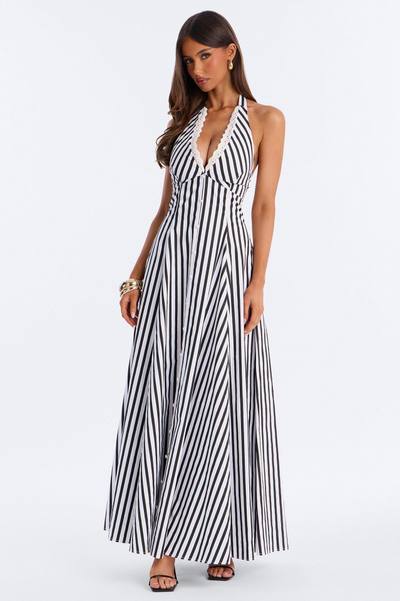 Casual Chemistry Poplin Maxi Dress - Black/White