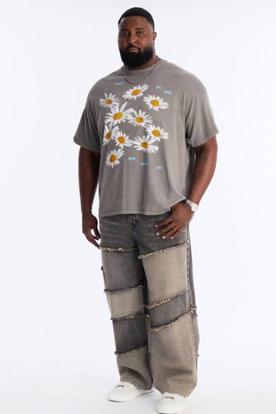 Desert Bloom Vintage Oversized Short Sleeve Tee - Brown