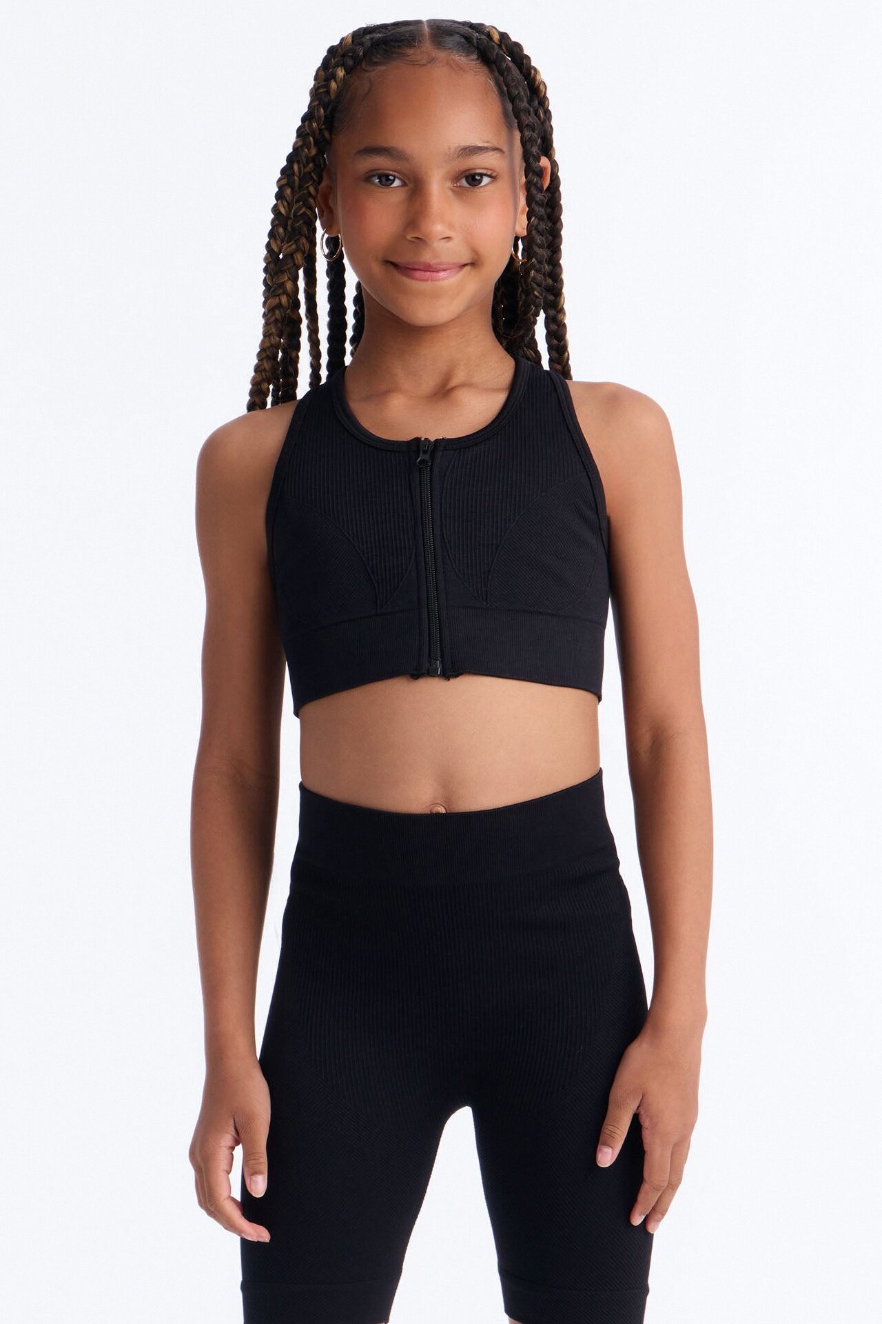 Mini Sully Seamless Ribbed Biker Short Set - Black