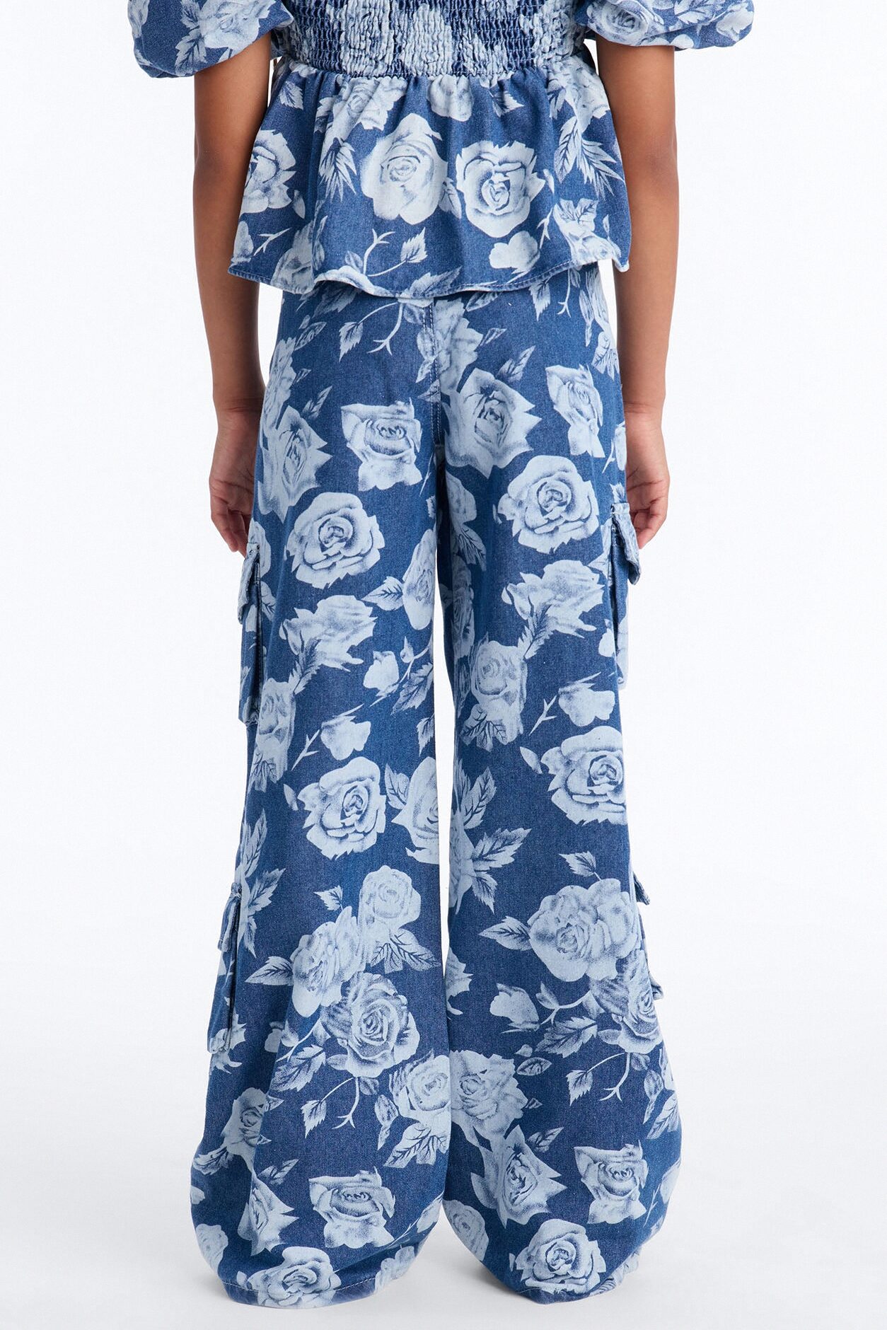 Mini Means Everything To Me Printed Cargo Jeans - Blue