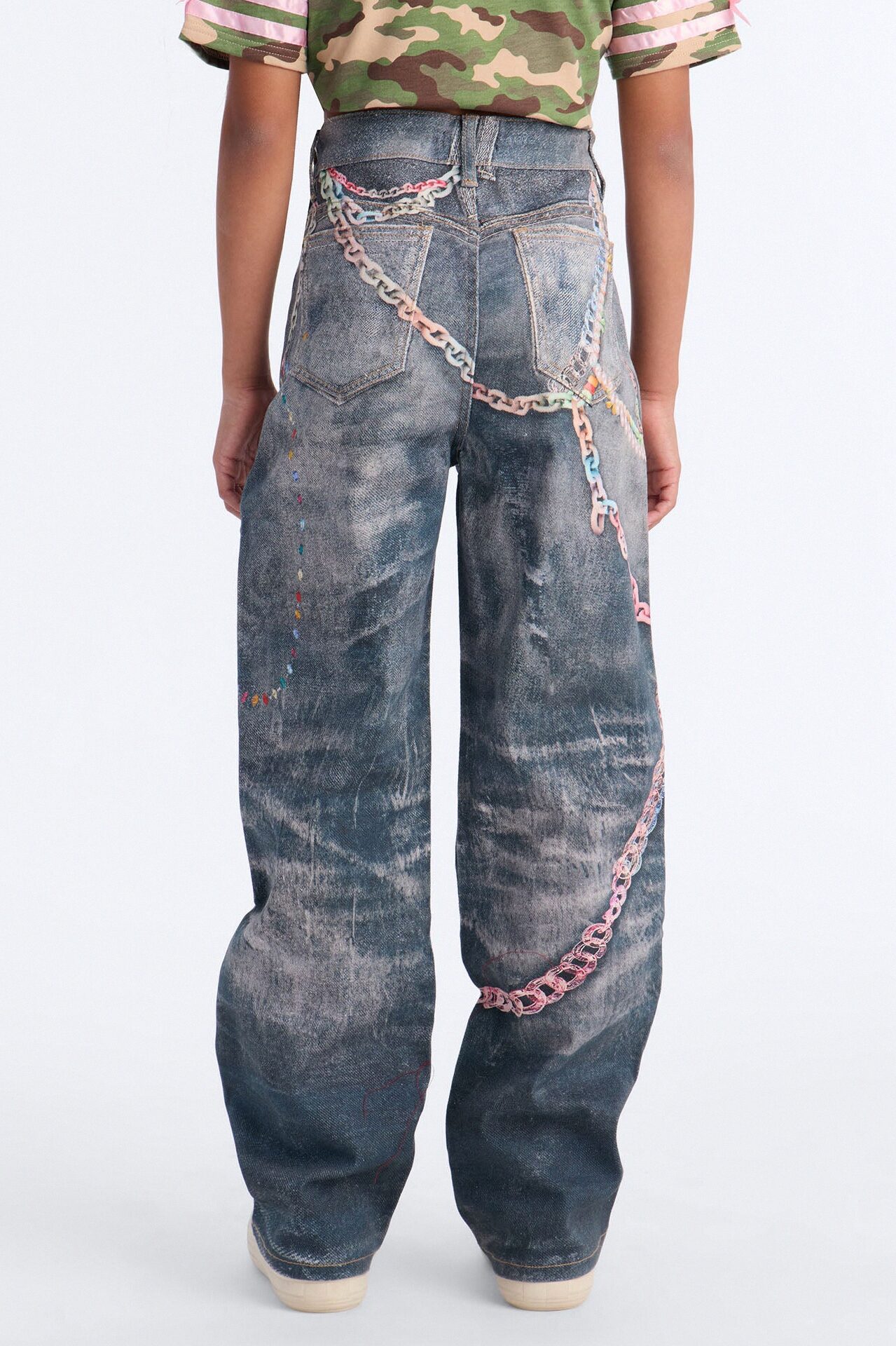 Mini Sweet Charms Printed Straight Leg Jeans - Dark Wash