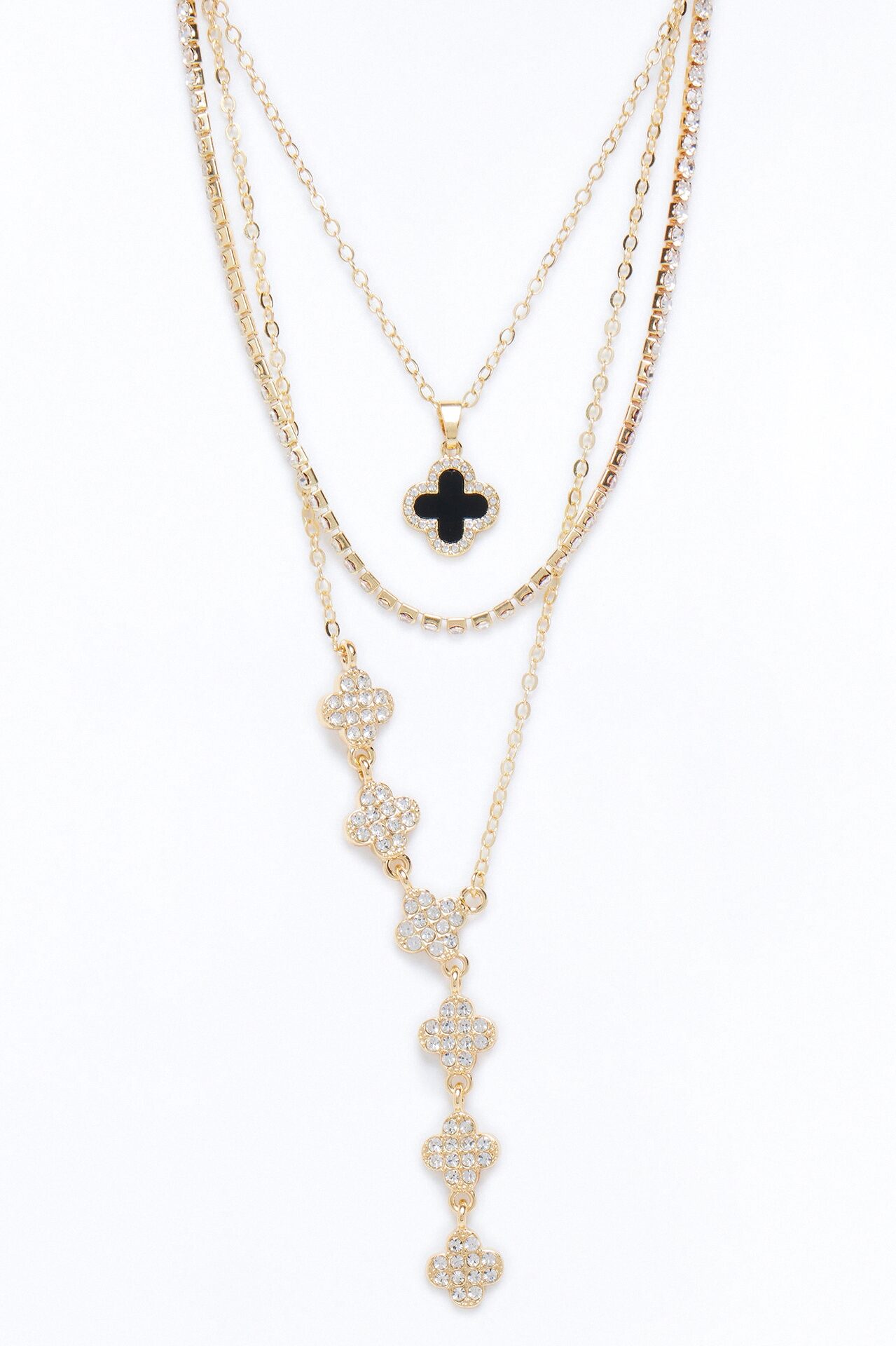 Luckiest Charms Clover Layered Necklace - Gold