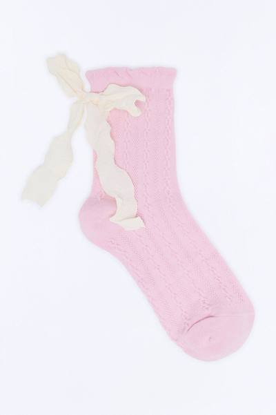 That Bow Cutie Crew Socks - Pink/combo