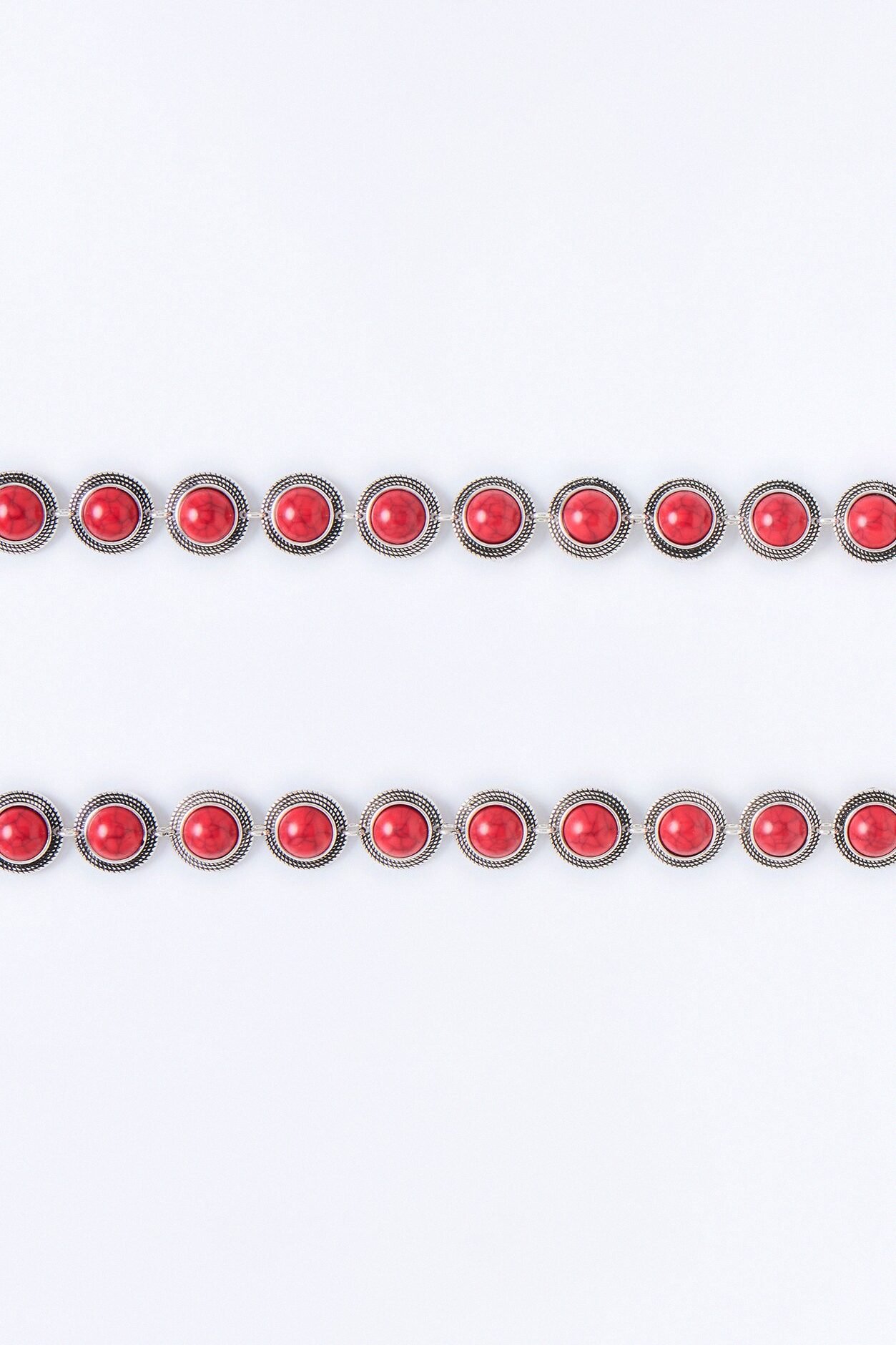 Dusty Trail Jeweled Boot Chain 2 Pack - Silver/Red
