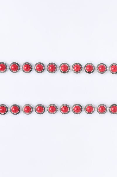Dusty Trail Jeweled Boot Chain 2 Pack - Silver/Red