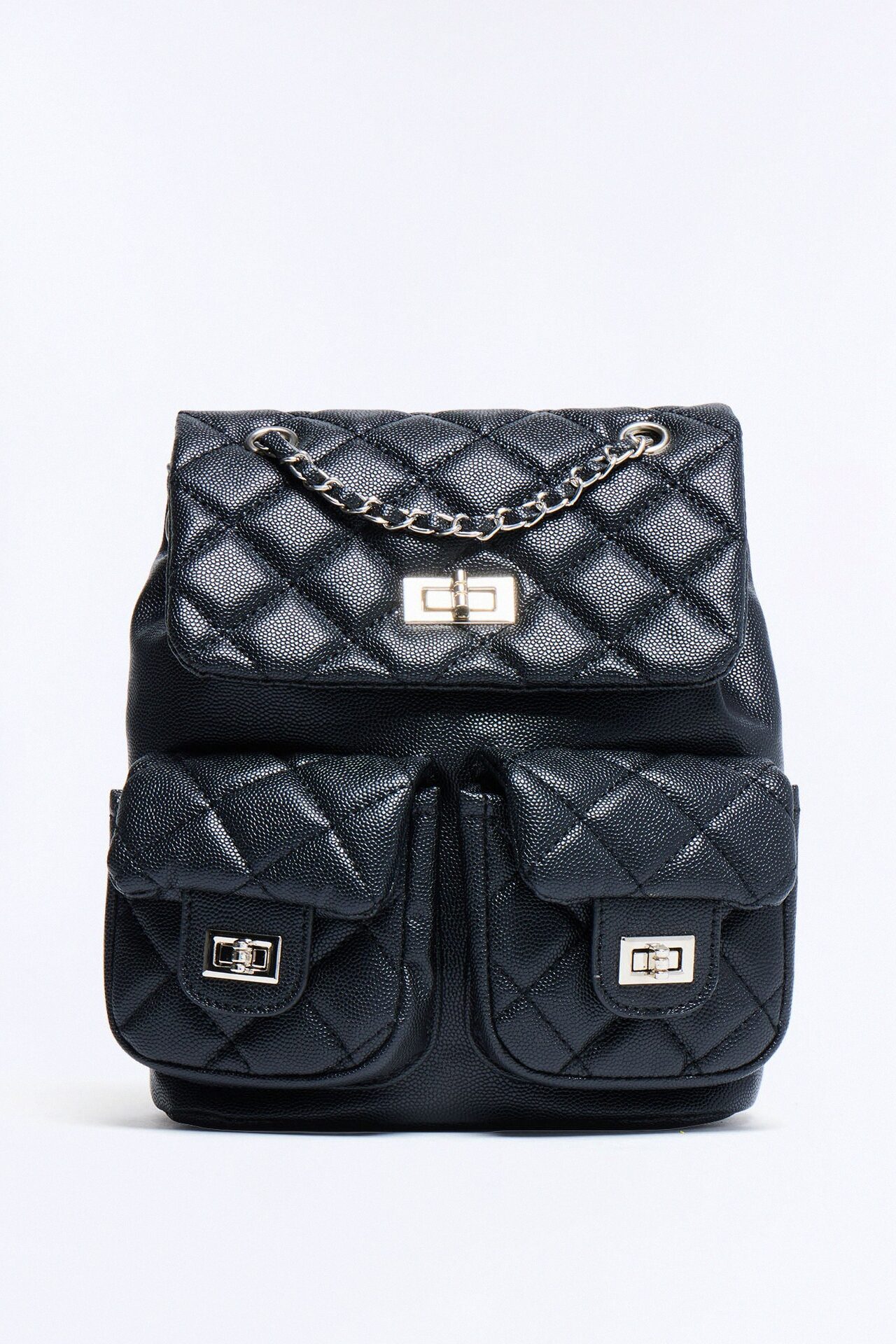 Packed In Style Faux Leather Backpack - Black