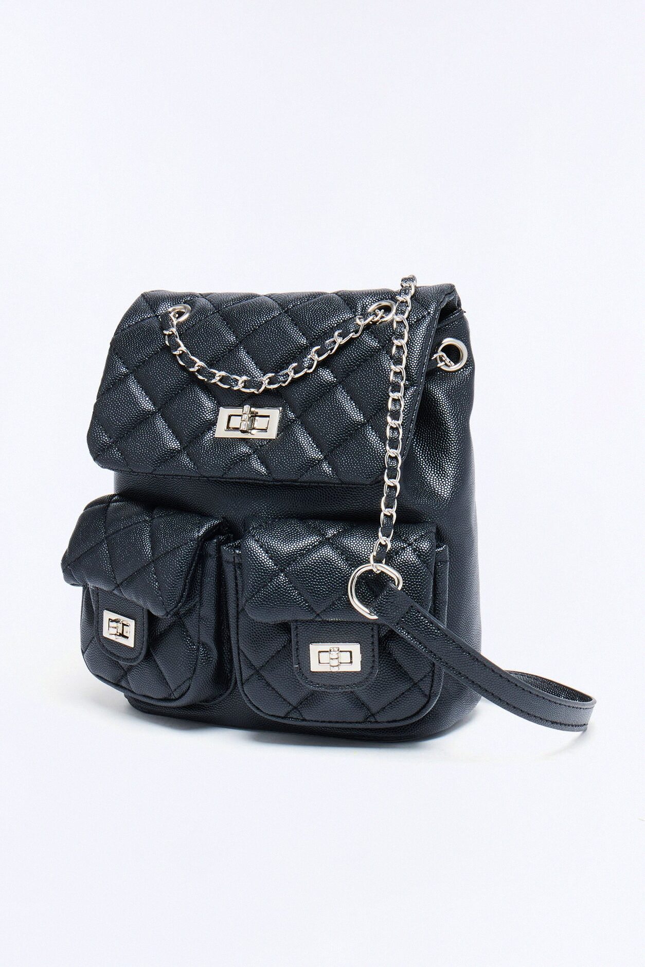Packed In Style Faux Leather Backpack - Black