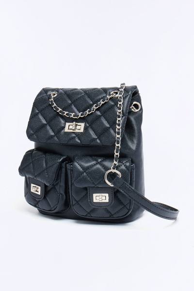 Packed In Style Faux Leather Backpack - Black
