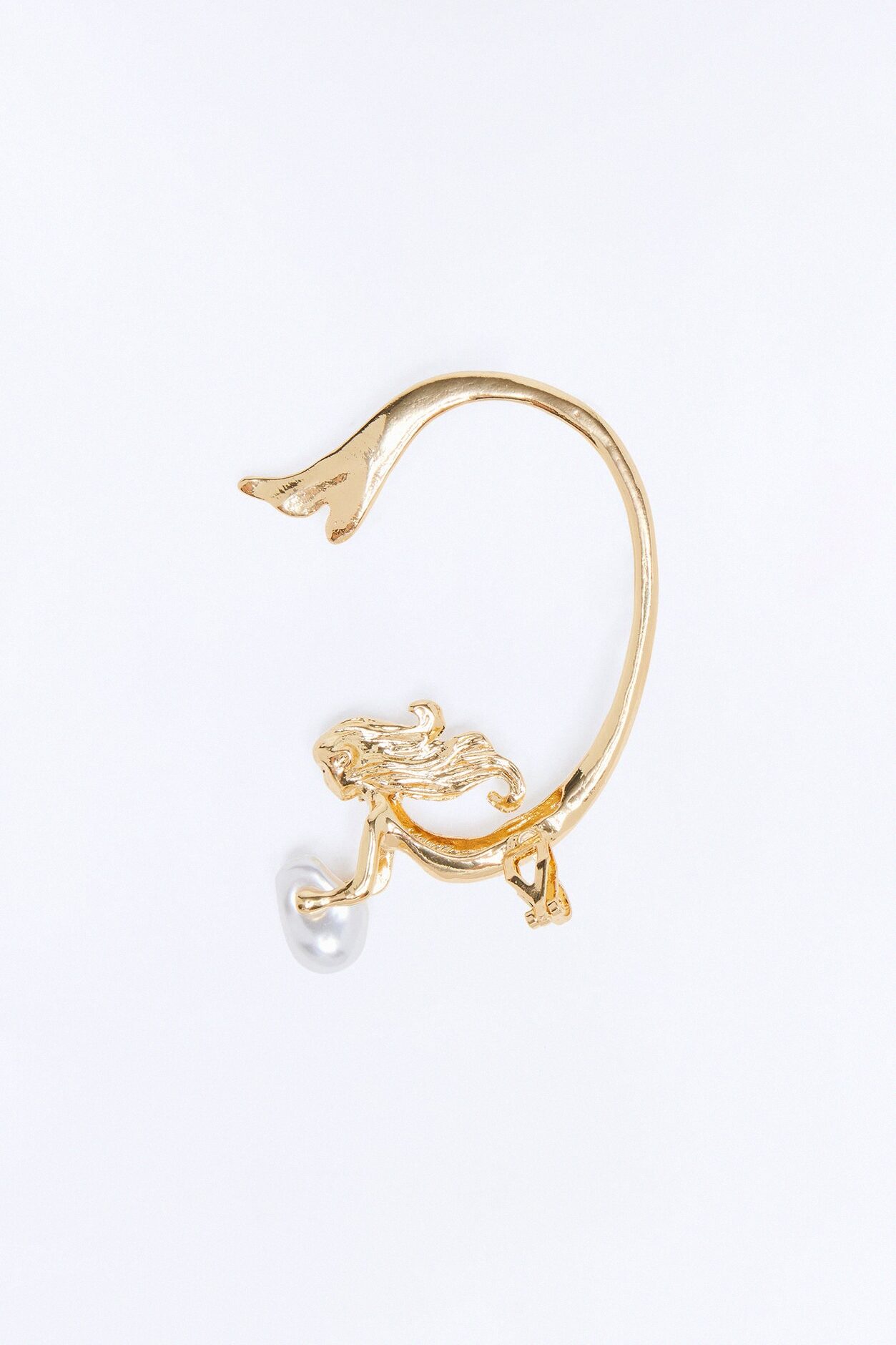 Mermaid Catch Pearl Ear Cuff - Gold