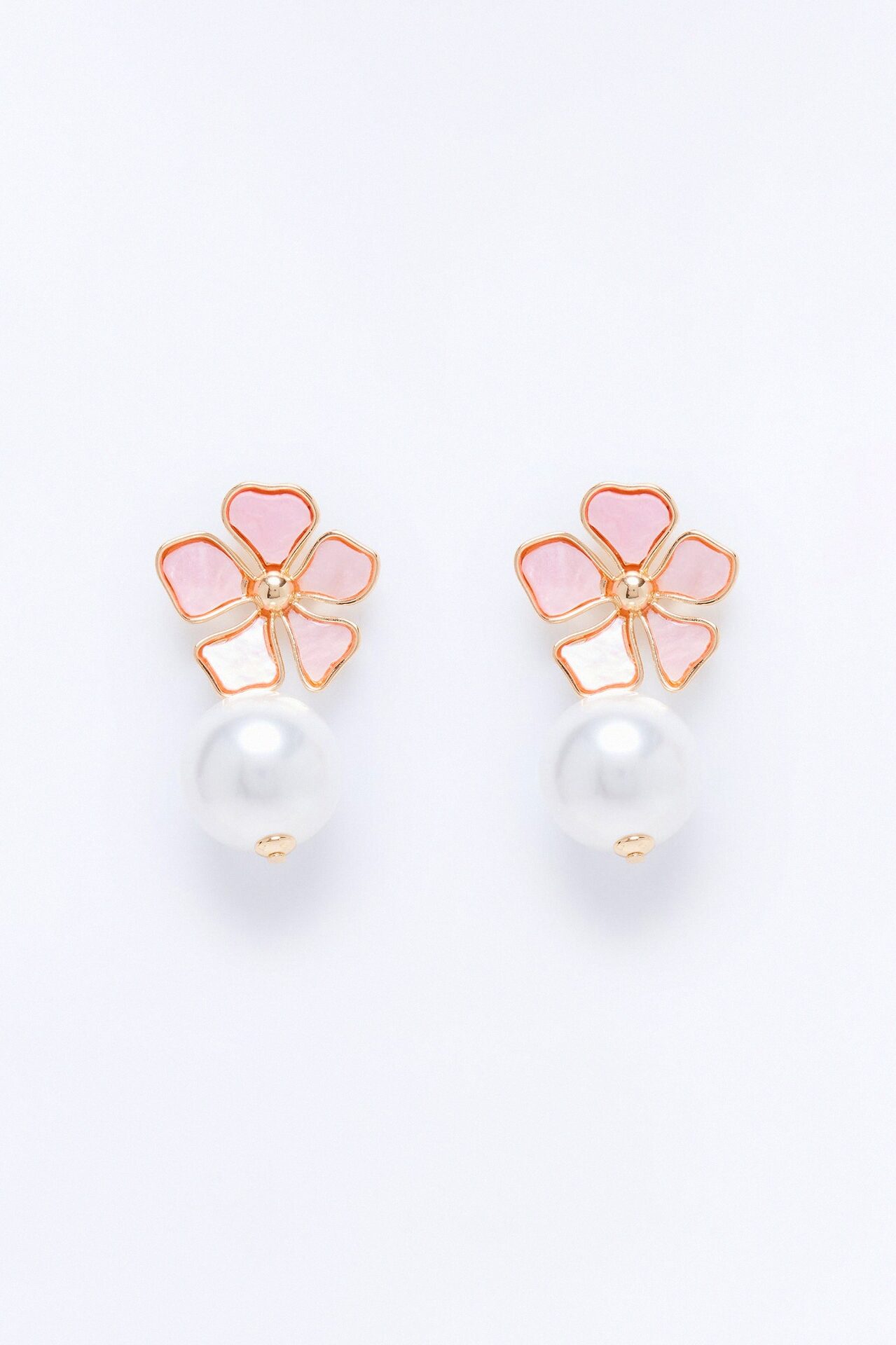 Wildflower Kiss Drop Earrings - Gold/Pink