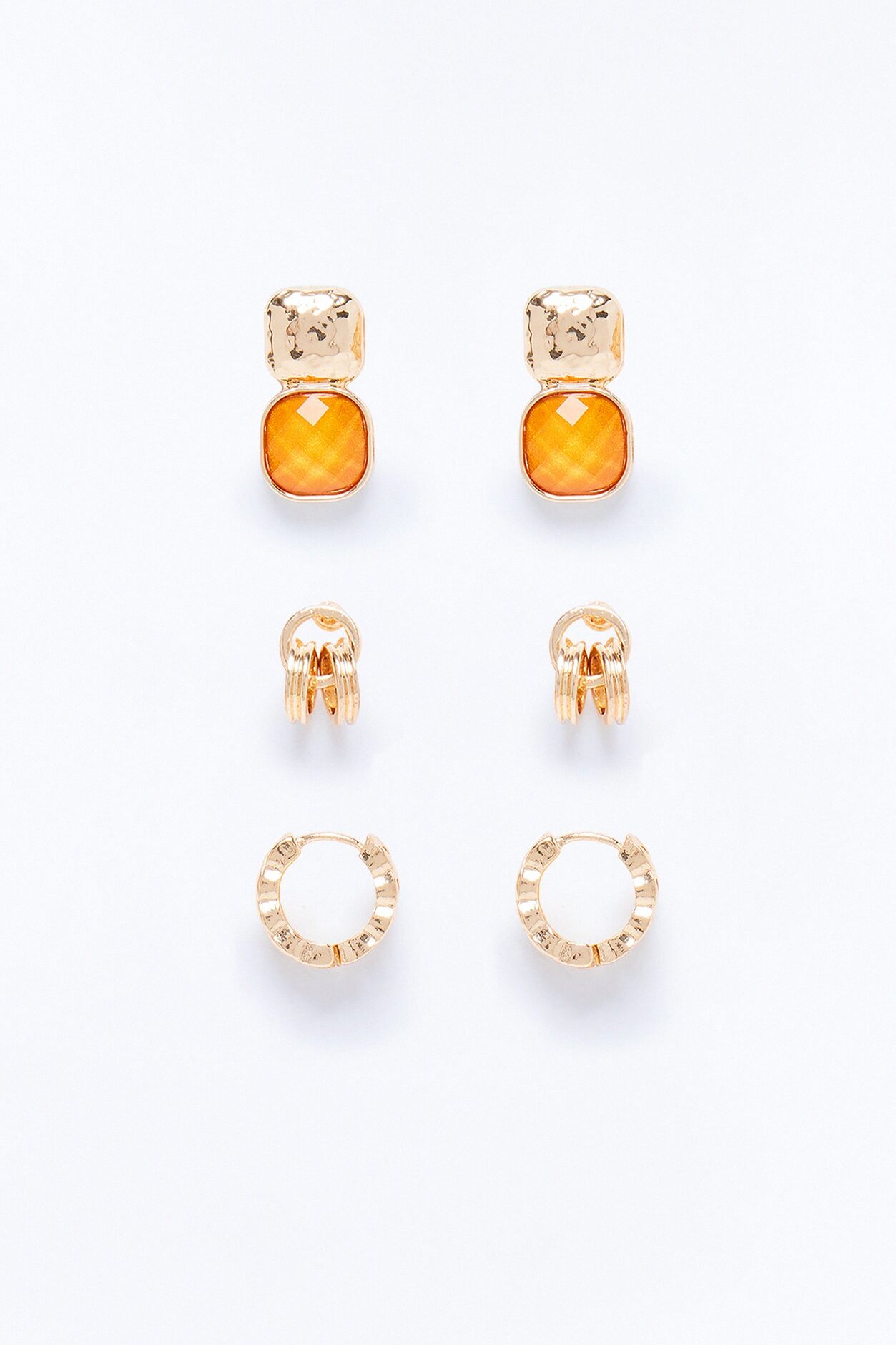 Weekend Escape 3 Pair Earring Set - Gold/Orange